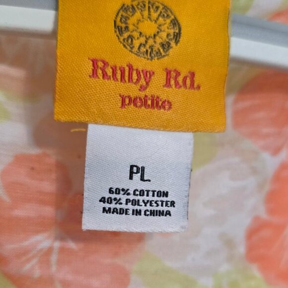 PL Ruby Rd Top with Bead Detail in orange and green flowers on white 60% Cotton - Picture 4 of 7